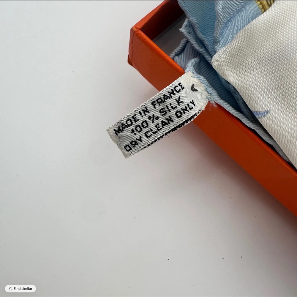 Hermes Silk Scarf in Cream, Gold and Light Blue - Picture 2 of 10